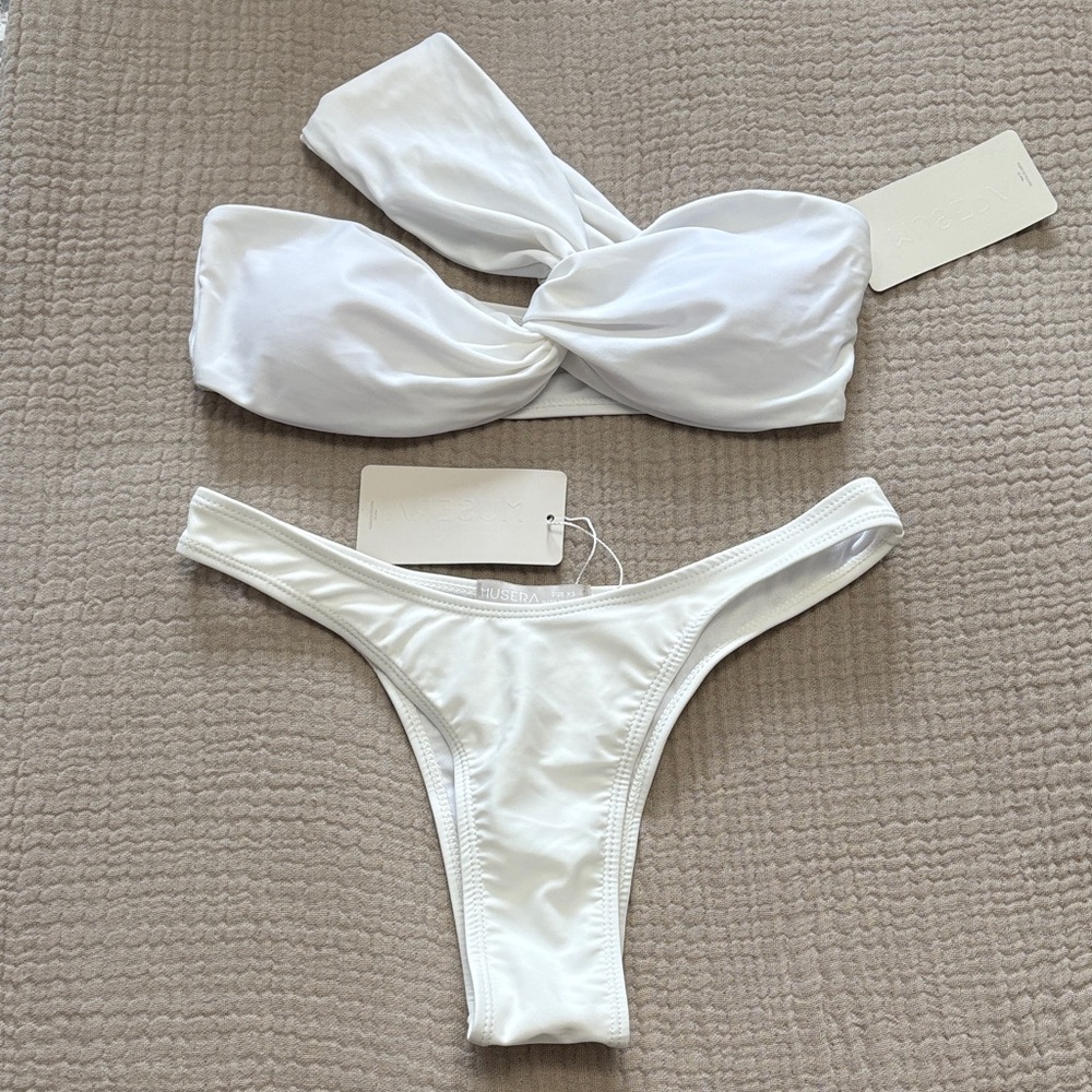 Musera White Twist Bandeau Bikini Set